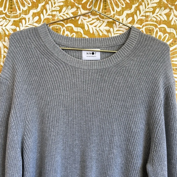 NWT NN07 Knut Crewneck Extra Fine Knit Cotton Pullover Sweater Grey Melange Sz L - Picture 8 of 12